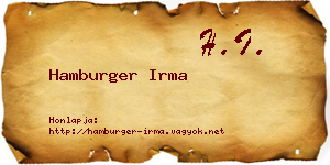 Hamburger Irma névjegykártya